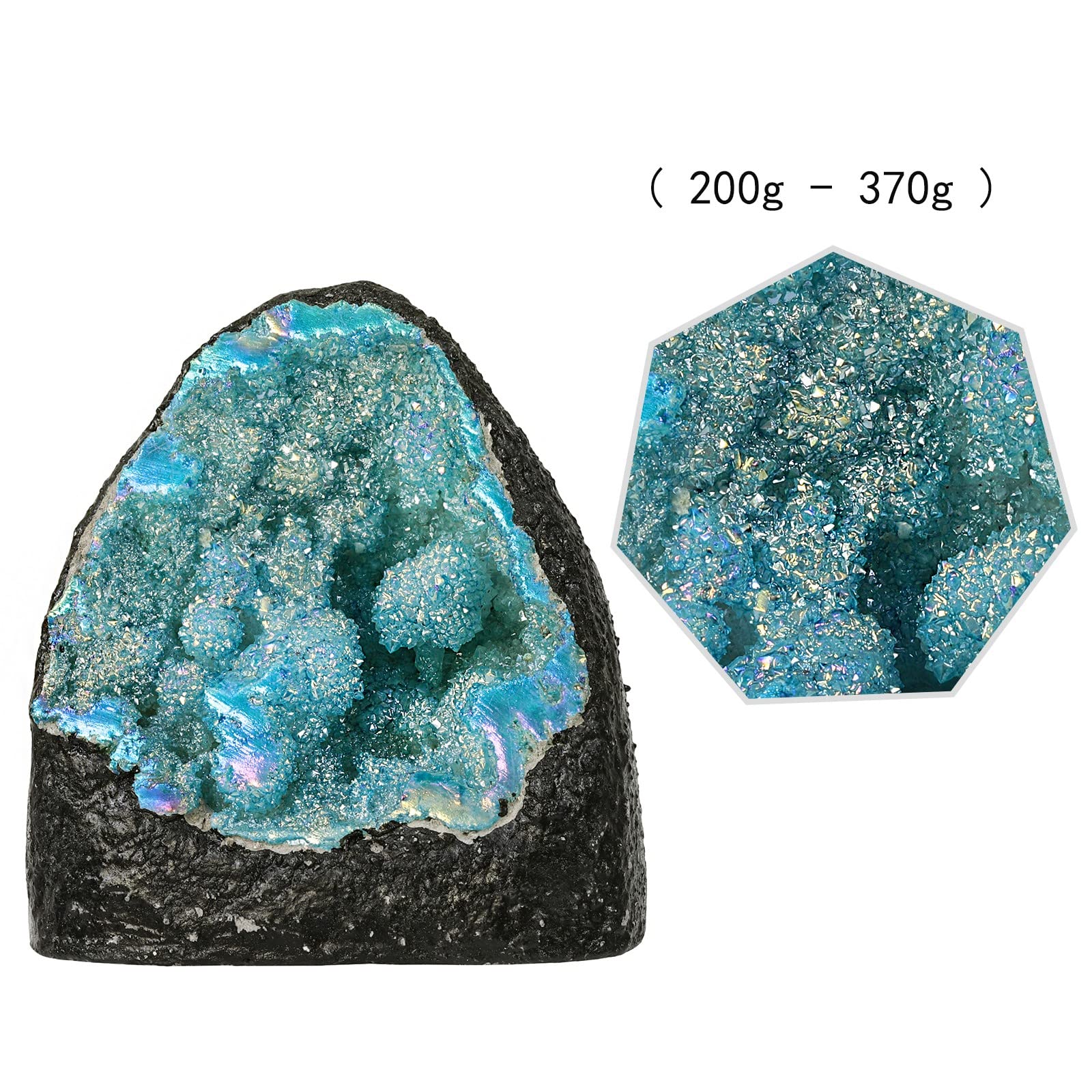 KYEYGWO Titanium Coated Natural Crystal Raw Geode Stone - Image 2