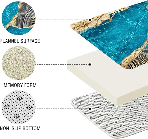 Miniatura 4 de Gibelle Juego de 4 cortinas de ducha de mármol con alfombras antideslizantes, cubierta para tapa de inodoro y tapete de baño, juego de decoración de