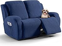 Vista 27 de Vansofy - Fundas elásticas para sofá reclinable, 8 piezas, funda suave de jacquard para sofá reclinable, protector de muebles con parte inferior