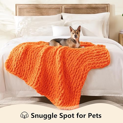 Miniatura 3 de L'AGRATY - Manta de punto grueso de chenilla suave 40 x 50 pulgadas manta gruesa tejida a mano con punto trenzado, cuerda gruesa y nudos, para sofá,