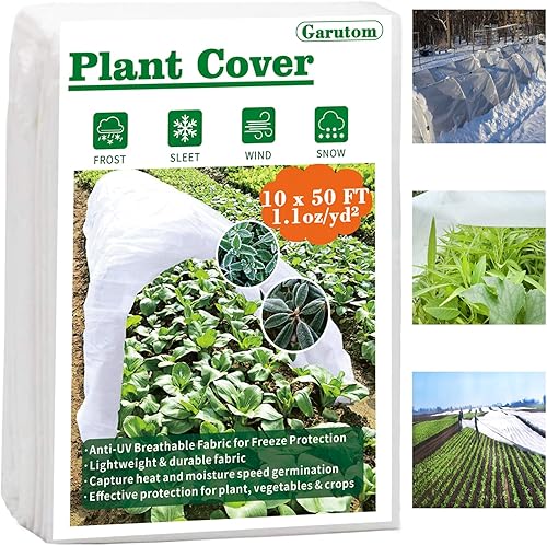 Cubiertas para plantas, protección contra la congelación, 10 x 50 pies, 1.1 oz, tela contra heladas, mantas para plantas al aire libre, cubiertas de disponible en Yaxa El Salvador