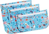 Vista 20 de Bolsa de aseo aprobada por la TSA, juego de 3 bolsas de viaje transparentes para artículos de aseo de tamaño de cuarto de galón con cierre