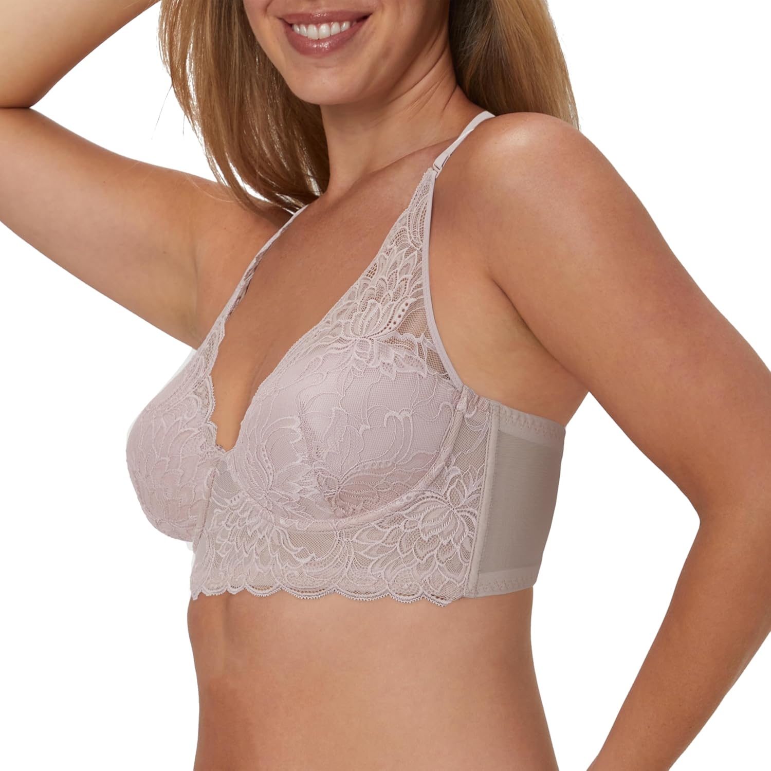 Maidenform Women's Lace Bralette, Padded Longline Bralettes, Convertible Wireless Bras for Women (Plus - Image 4