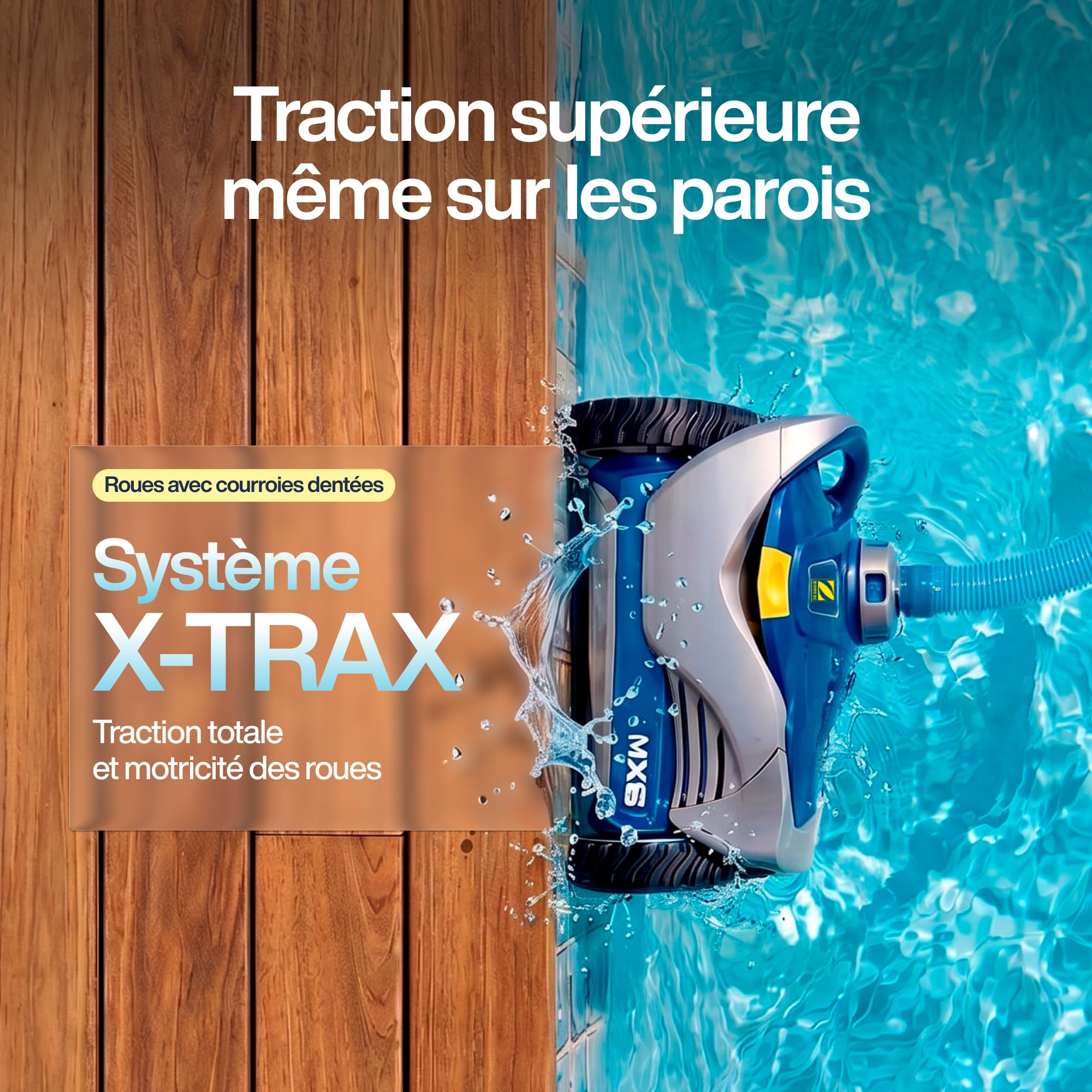 Zodiac W79102 MX6 - Robot Nettoyeur de Piscine Hydraulique, Fond et Parois, pour Piscines 10 x 5 m Maximum, Aspiration Mécanique