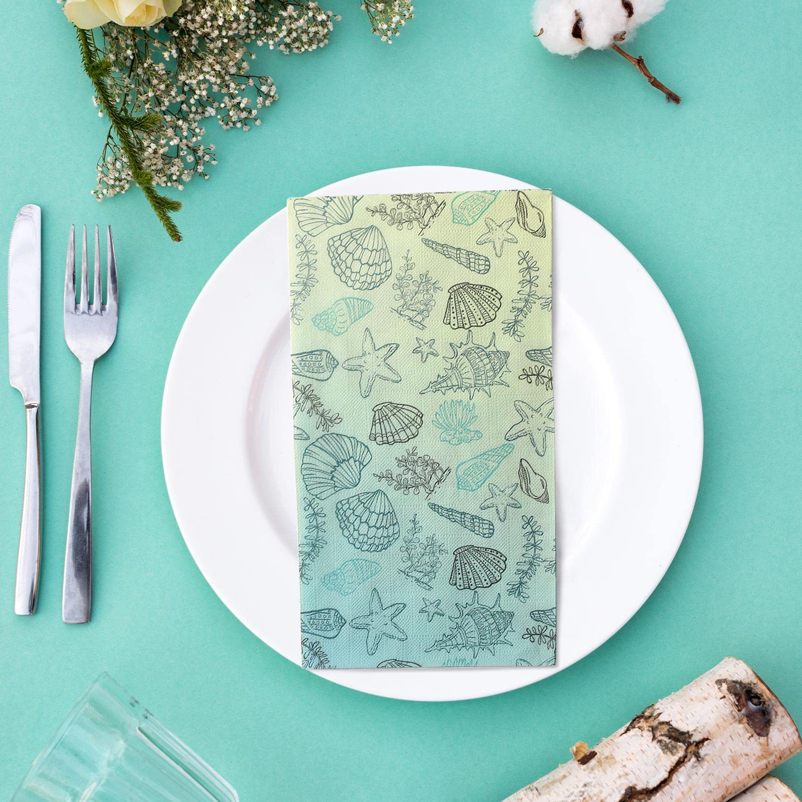 Jetec Papierservietten Mit Meeresmotiv – 200 Stück, 2-lagig – Für Party, Hochzeit & Badezimmer