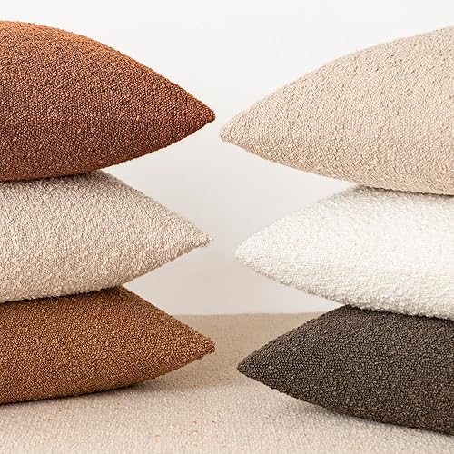 Miniatura 5 de Foindtower Fundas de almohada con textura de boucle, fundas de almohada lumbares sólidas, acogedoras, suaves, decorativas, para sofá, dormitorio,