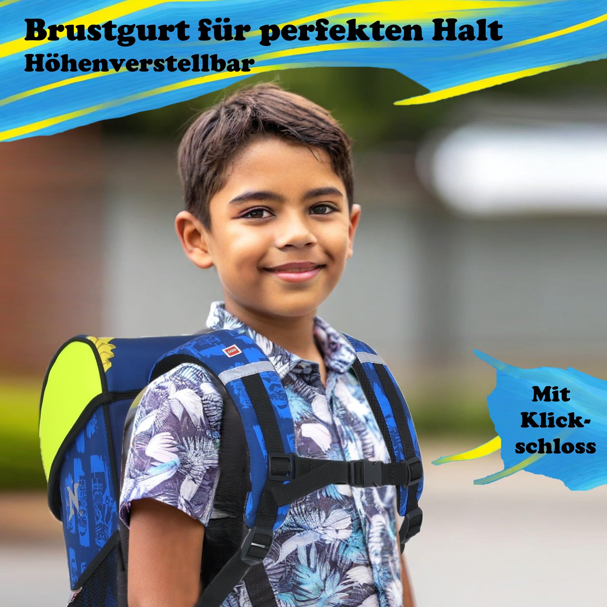 Familando - Schulranzen Set 9-teilig mit Sporttasche - Ninjago Blau - Ergonomisch, stabil & mit gepolstertem Rücken - 790g leicht mit 16L Volumen - wasserabweisend und mit Reflektoren - Ab 1. Klasse