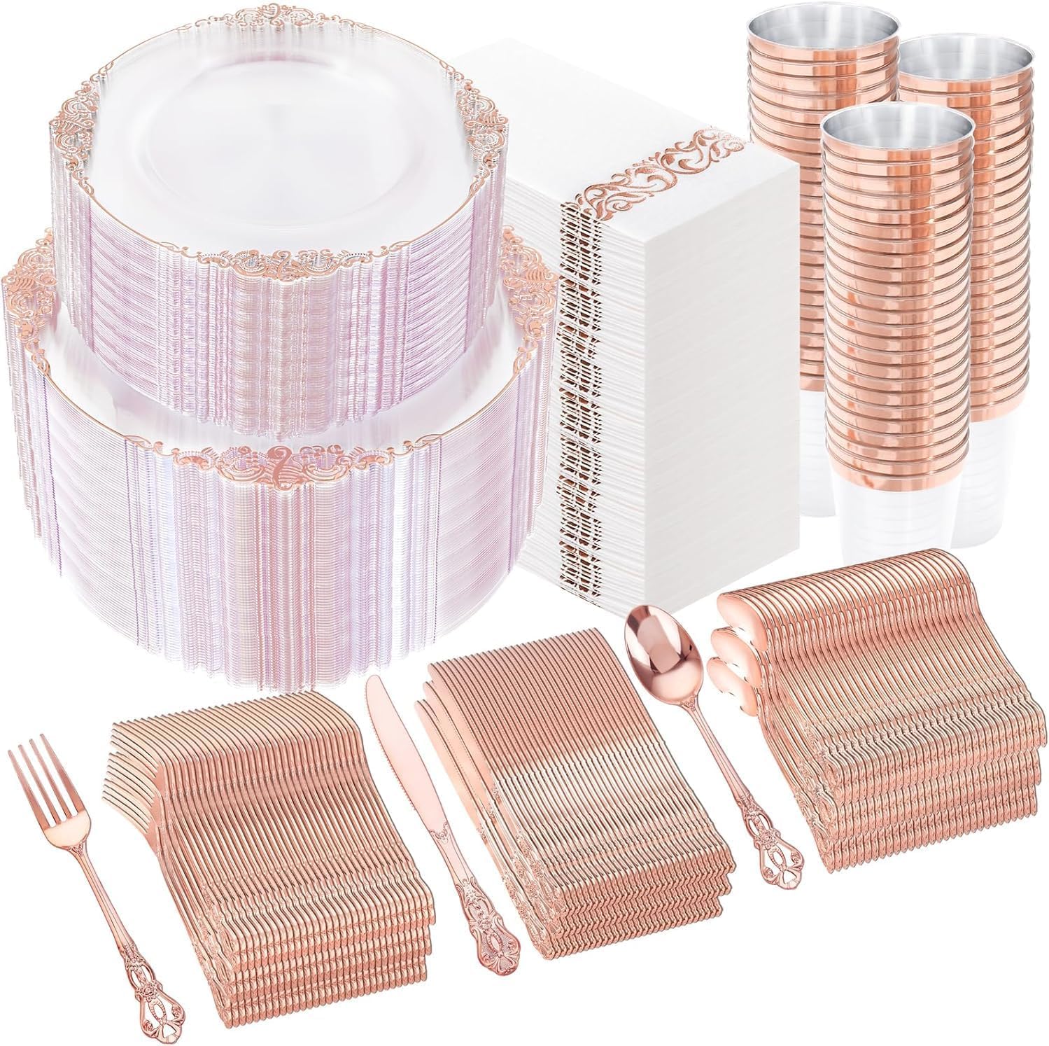 Photo 1 of YOUBET Rose Gold Plastic Plates Set