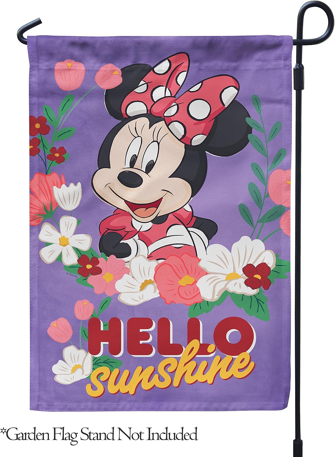 Flagology, Disney Hello Sunshine Minnie Mouse – Garden Flag 12" x 18", Outdoor Flag, Exclusive Premium Fabric, Officially Licensed Disney, Spring, Summer