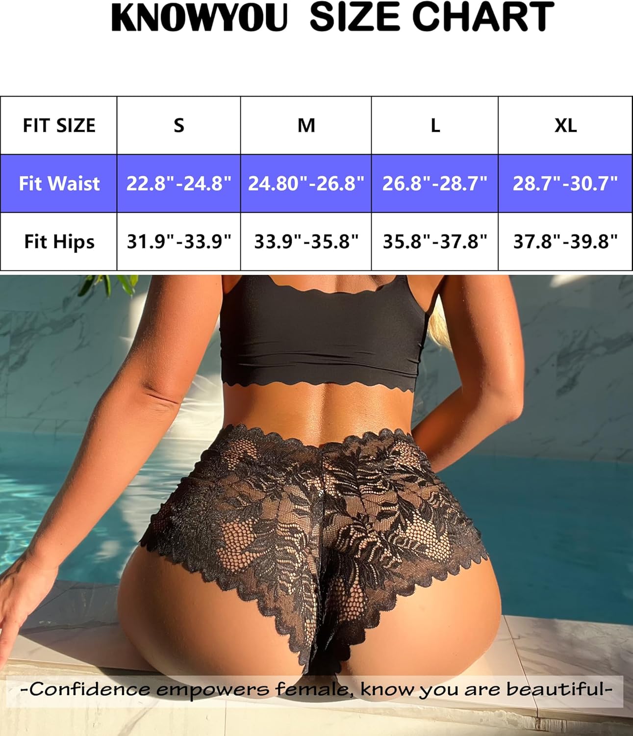 Knowyou Women's Underwear Sexy V-Waist Shorts Underwear for Women Lace High Waist Cheeky Panties 5/10 Pack - Image 4