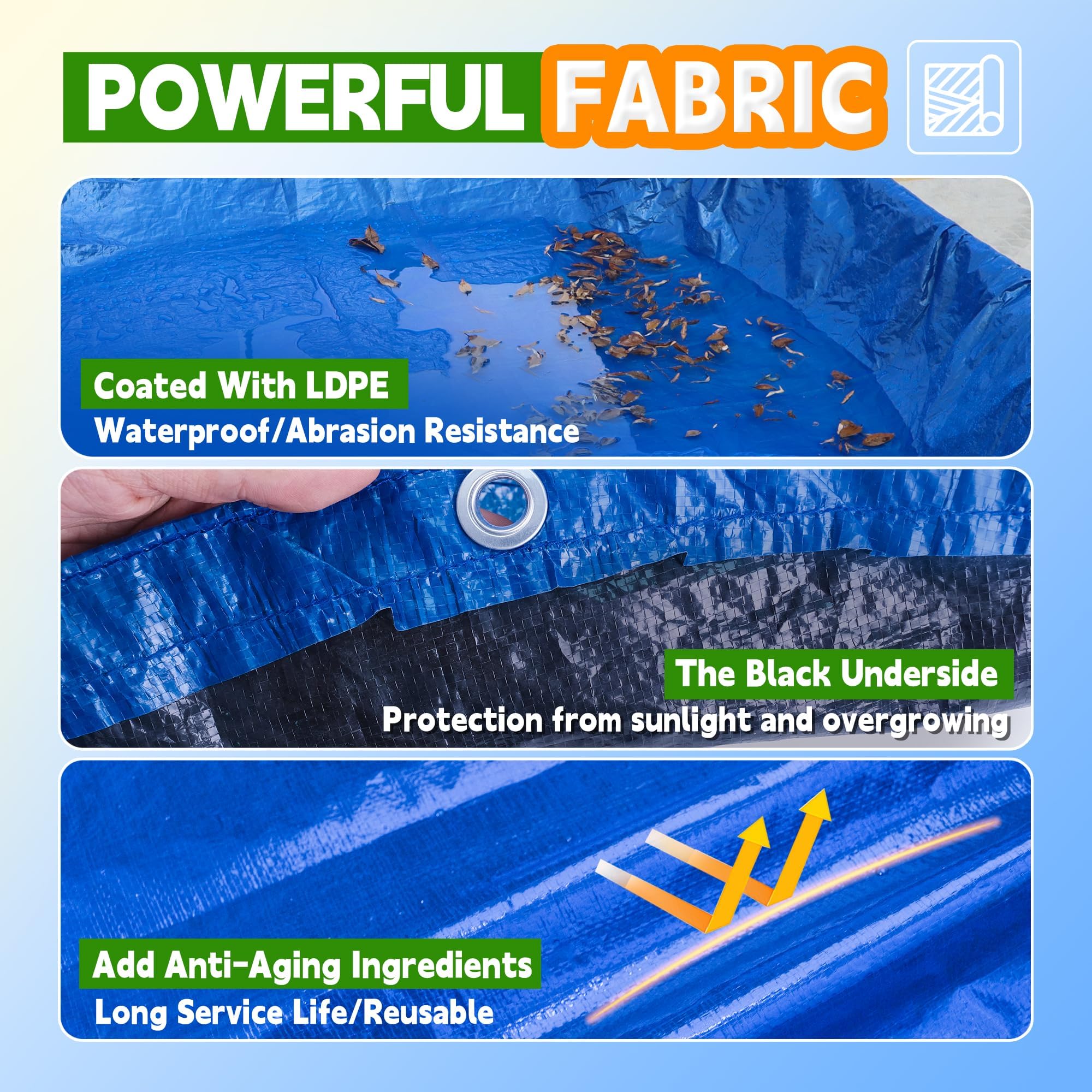 Poolabdeckung für oberirdischen Pool, 4,6 m, inklusive Seilwinde und Kabel, Stärke und Haltbarkeit, UV-Schutz, Blau/Schwarz (nur Abdeckung)