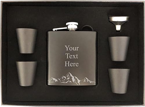 Miniatura 3 de Matraz grabado personalizado con texto personalizado, botella de acero de 6 onzas, regalos de cumpleaños, regalos de Navidad (juego de caja pequeña)