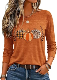 Zeagoo Women's Casual Shirts Long Sleeve Tops Crewneck Tshirts Fall Clothes