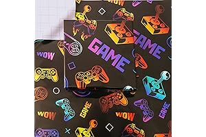 U&#x27;COVER Gamer Wrapping Paper for Epic Gaming Birthday Celebration, 3 XL Sheets