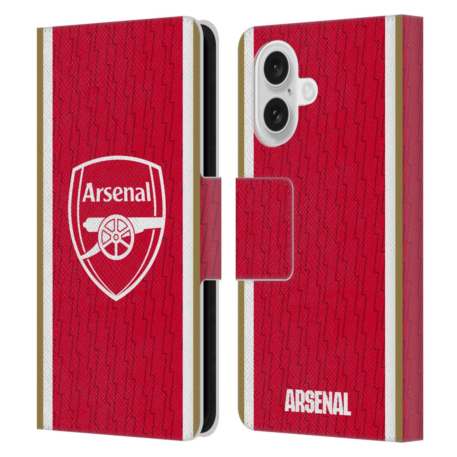 Head Case Designs Officially Licensed Arsenal FC Home 2023/24 Crest Kit Leather Wallet Case Compatible With Apple iPhone 16