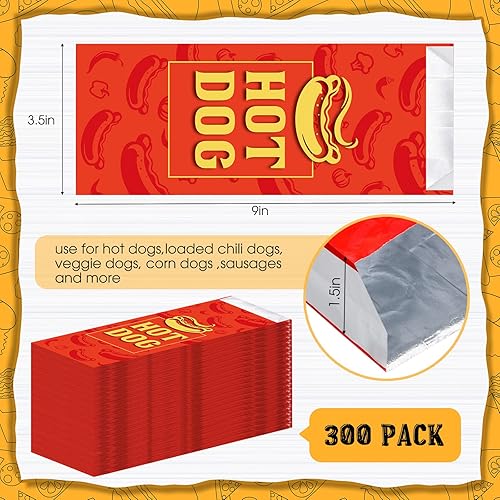 Miniatura 2 de Eaasty 300 envoltorios para perros calientes de papel de aluminio rojo para mantener la comida y suministros de fiesta de aluminio no desordenados