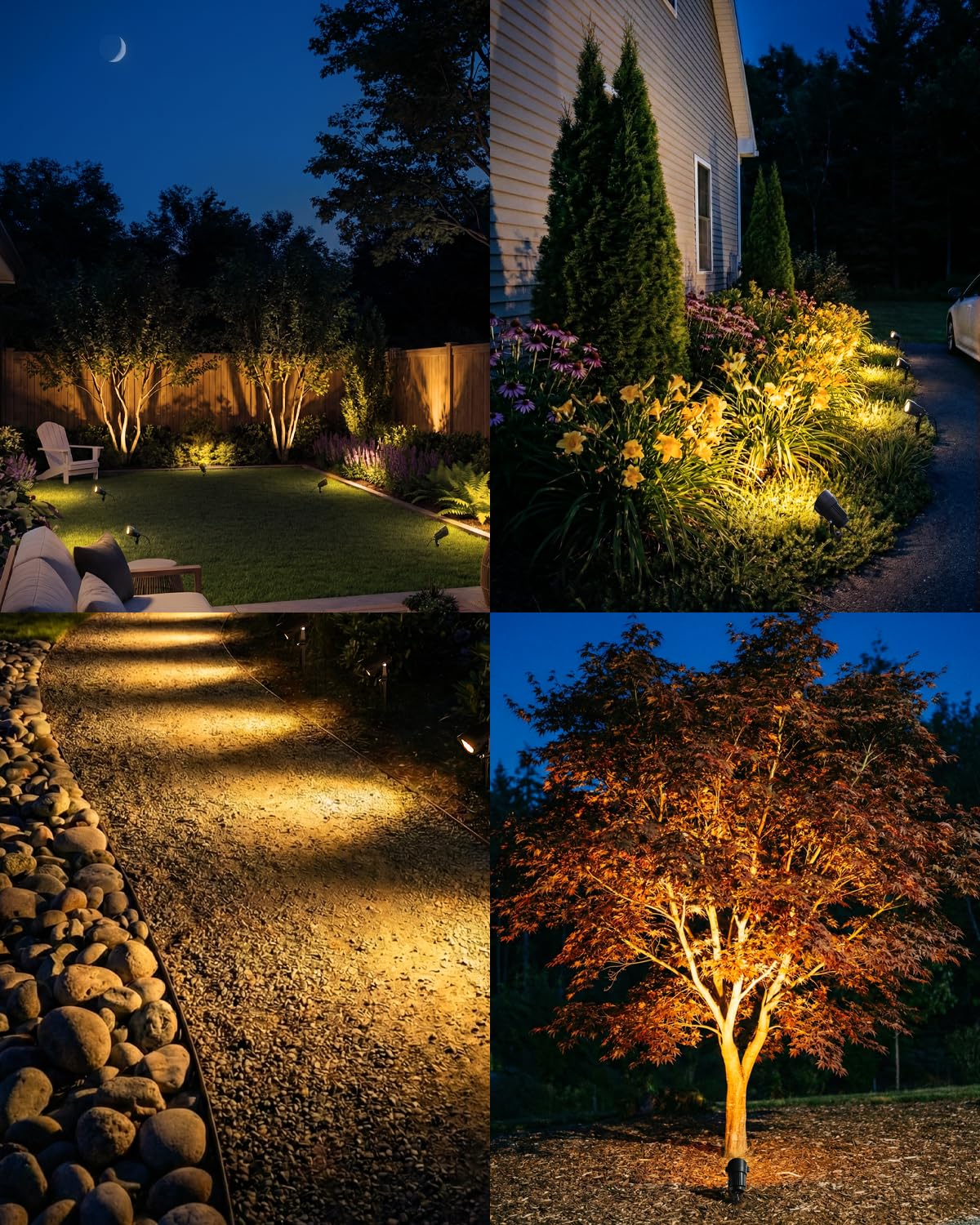 HIBOITEC 7W Gartenlampe für Draußen Strom, 4 Stück 2700K Warmweiß Gartenbeleuchtung mit Erdspieß 1,5 m Stecker, IP65 Wasserdichte Led Gartenstrahler für Hof, Gehweg, Garten, Terrasse, Wegen