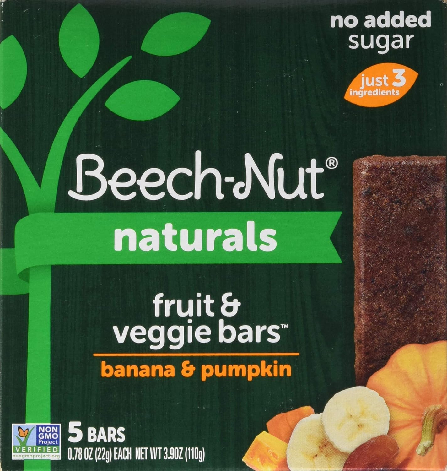 BeechNut Fruit & Veggie Bar Banana Pumpkin, 5 bars Baby