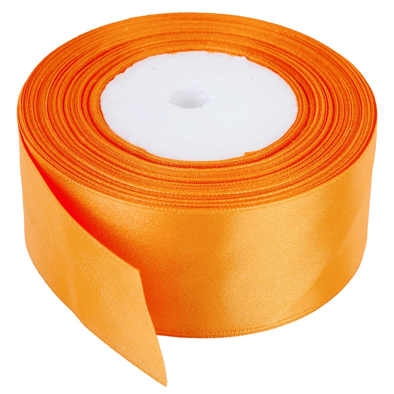 Trimming Shop Fluorescent Orange Ribbon Roll - 40mm x 25 Metres - Double Sided Satin Brightly Coloured - 100% Polyester - for Gift Wrapping, Decorating, Arts and Craft - Machine Washable — image 1
