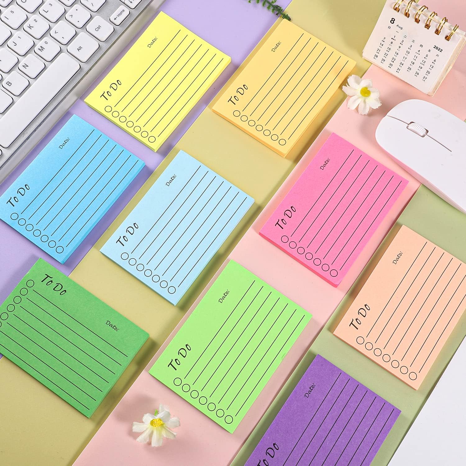 9 Blöcken Haftnotizblöcke Liniert, 450 Blatt Sticky Notes, 10 x 7 cm | Selbstklebend, Glatt Beschreibbar, Rückstandsfrei Ablösbar, Ideal Für To-Do-Listen, Schule, Büro Und Familie