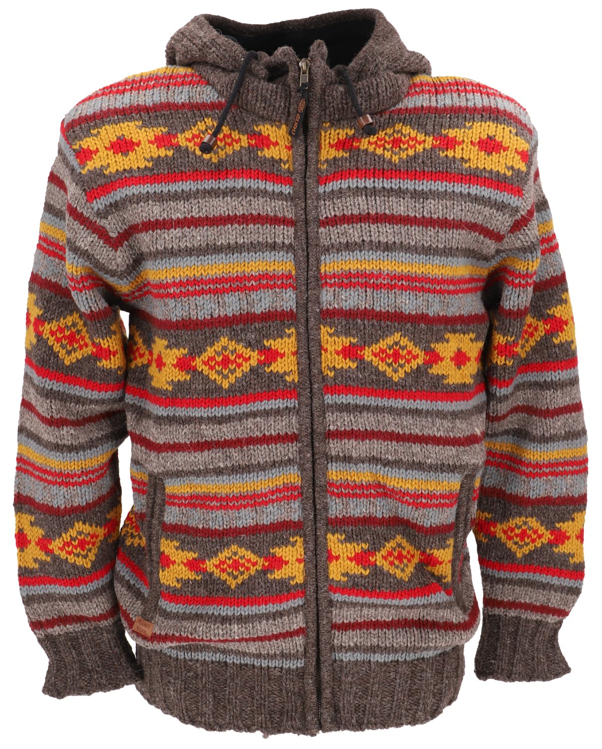 Wool  Cardigan - M - brown/colorful