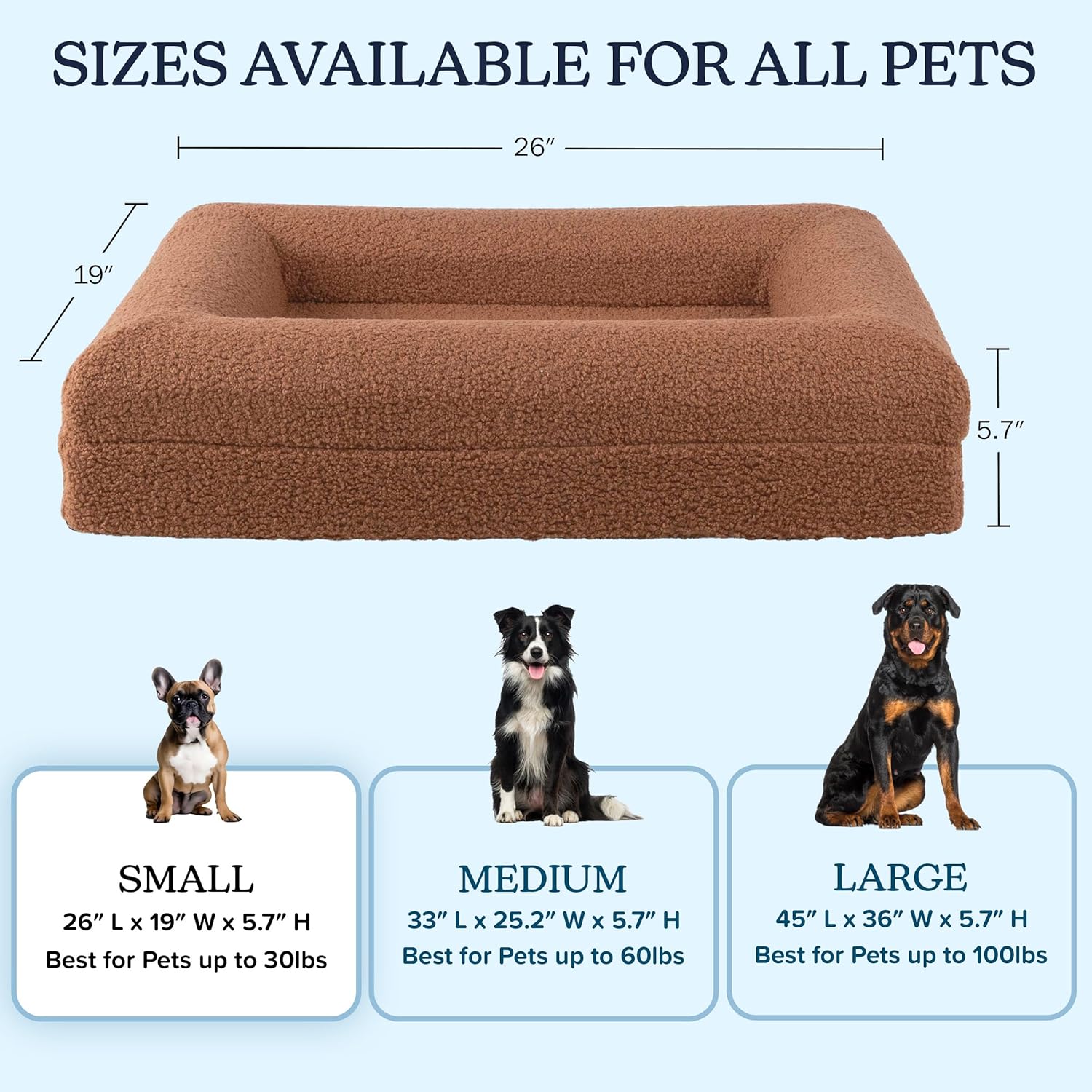 Orthopedic Dog Bed - 26in Small Dog Bed with Supportive Bolster, Nonslip Bottom, and Removable Washable Cover - Memory Foam Puppy Bed for Small Dogs and Cats - Dog Products by PETMAKER (Brown)