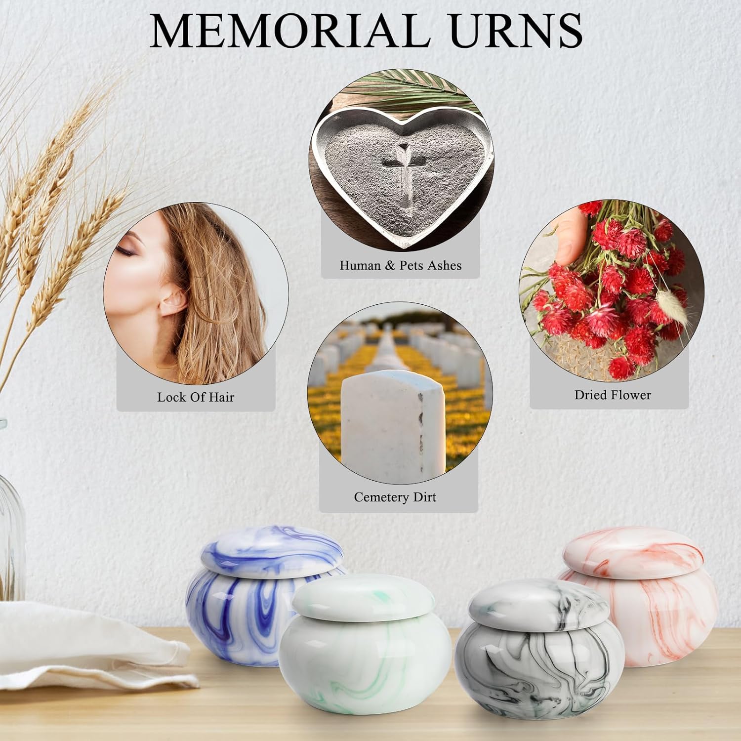 SOITIS Set of 4 Small Urns for Ashes, 1.57 Inches Ceramic Keepsake Urns, Tiny Urns for Human Ashes, Decorative Urns Memorial Mini Urns for Human Ashes with Box, Cremation Funeral Ashes-4 colors - Image 5