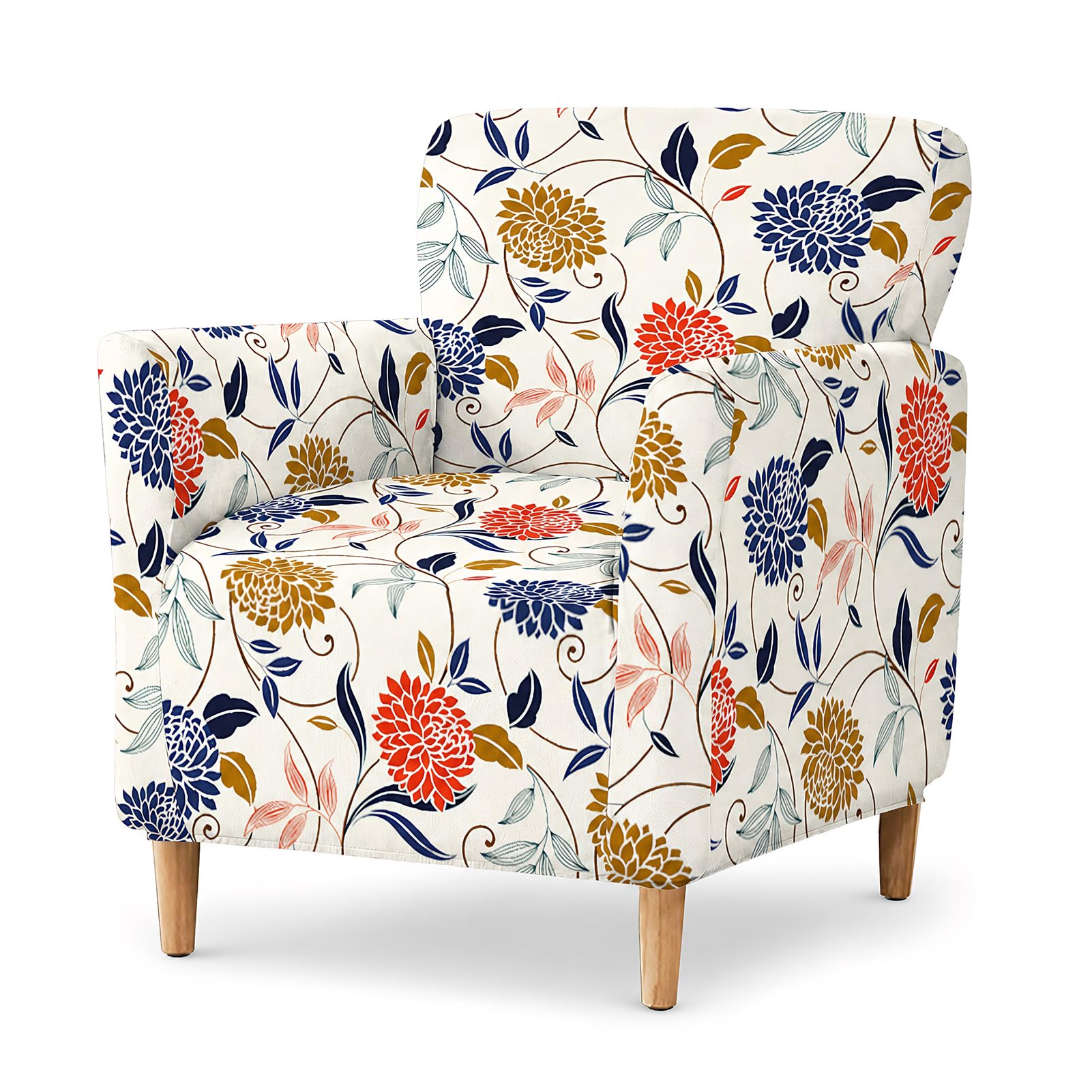 HonorHut Floral Armchair Slipcover Beige Vintage Printed Non-Slip Slipcover