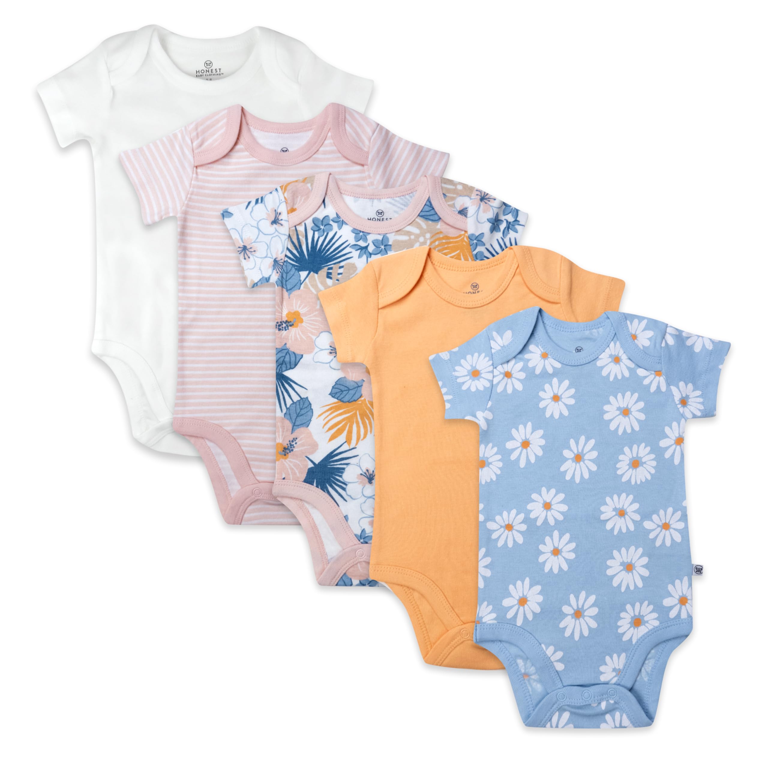 Young Wild And Three 5-Pack Organic Cotton Short Sleeve Bodysuits