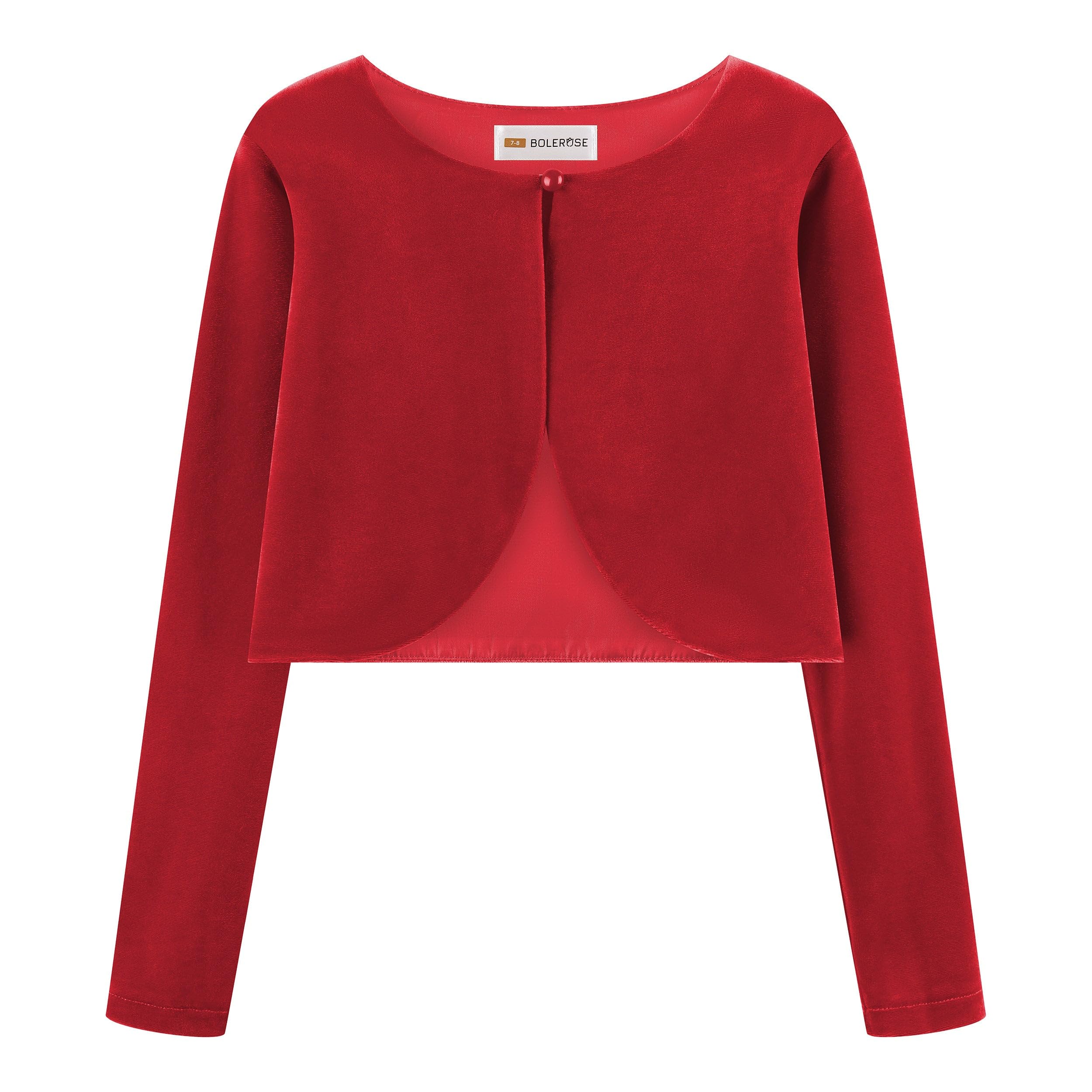BOLEROSE Girls Velvet Long Sleeve Bolero