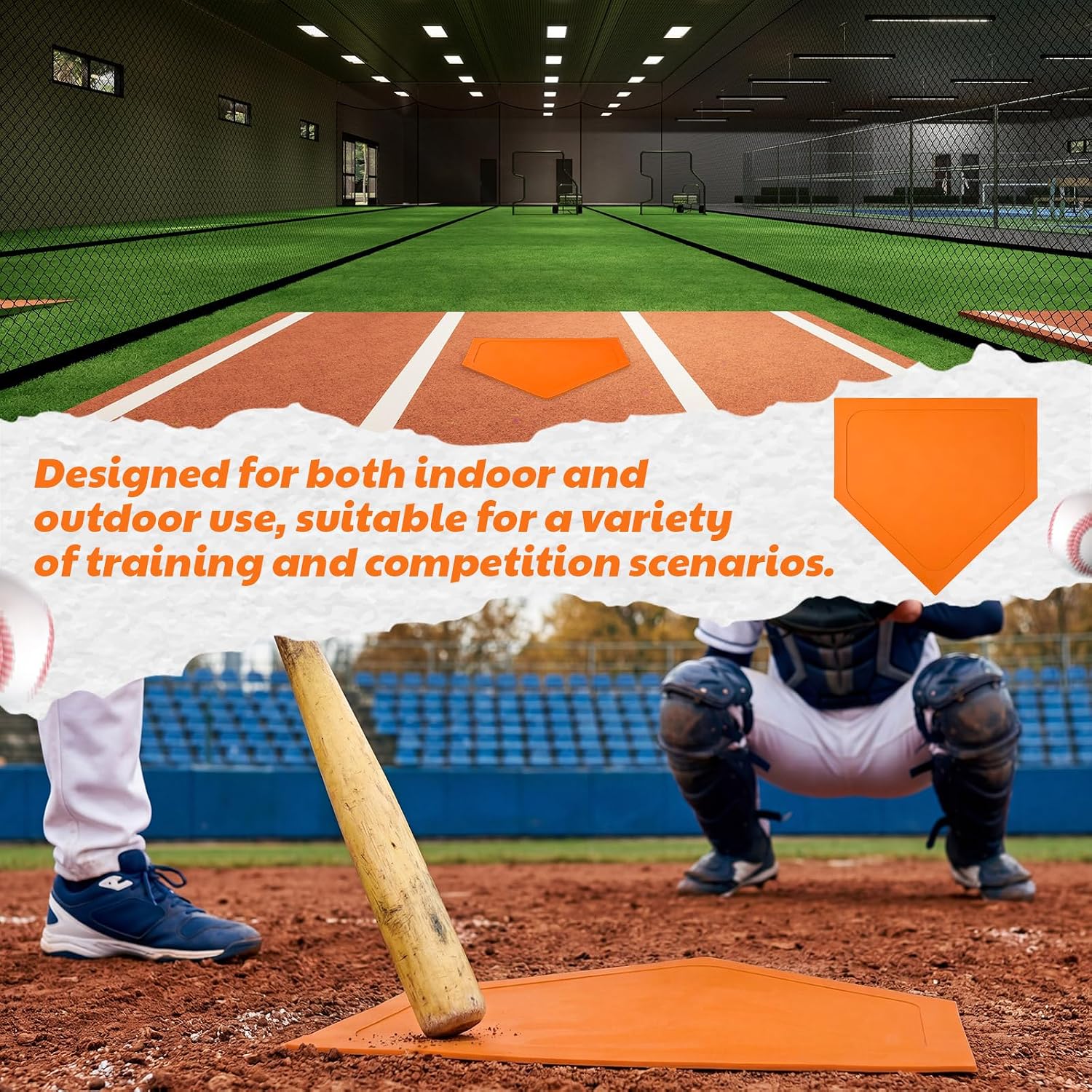 Soulchen 1 Pcs Baseball Home Plate Bases for Baseball Practice Softball Rubber Portable Throw Down Home Plate Skill Camp Instructors Bases for Yard Practice Batting or Pitching Training