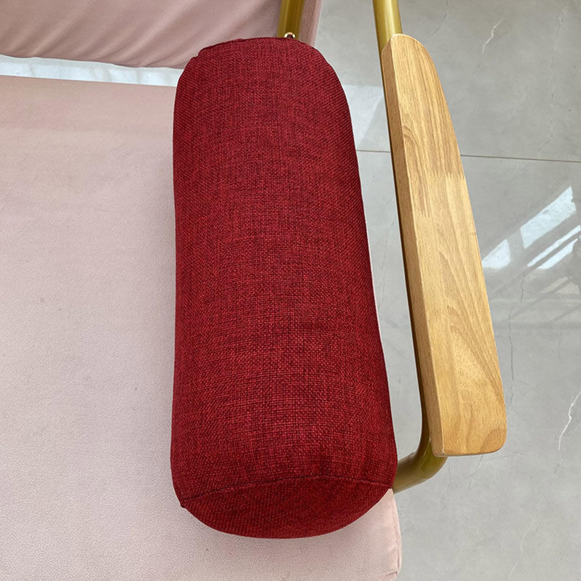 Rot Nackenrolle Kissen, Zylinderkissen für Sofa, Armlehnenstütze, Yoga Nackenrolle, Schlafkissen für Couch, Auto, Zuhause (45 x 20 cm) - Vielseitiges Komfort-Zubehör