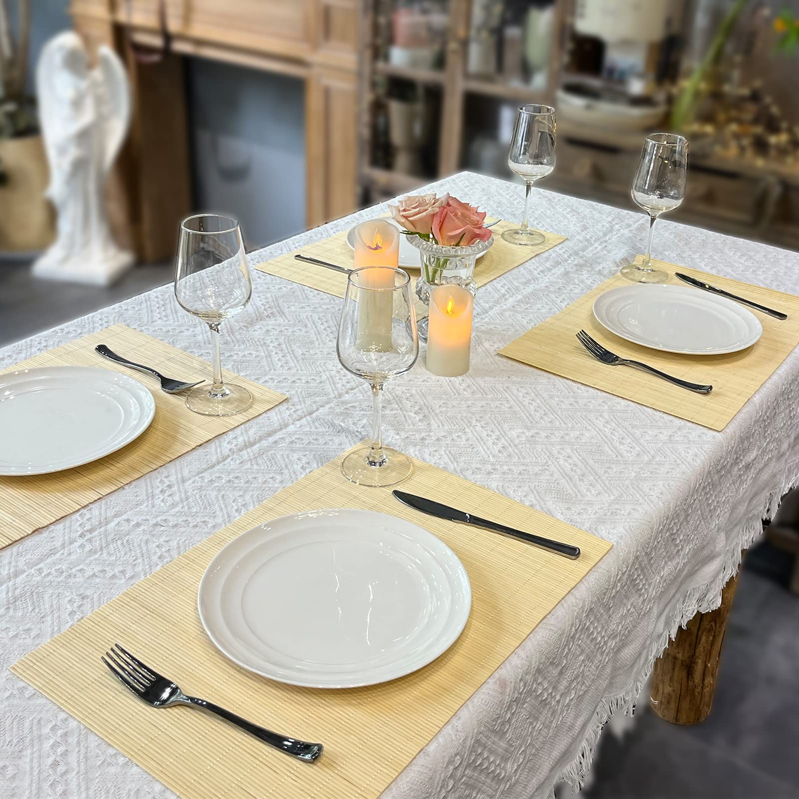 Coloch Bambus-Tischsets – 8 Stück, 45x30 Cm | Rutschfest & Hitzebeständig | Sushi-Matte & Platzdeckchen