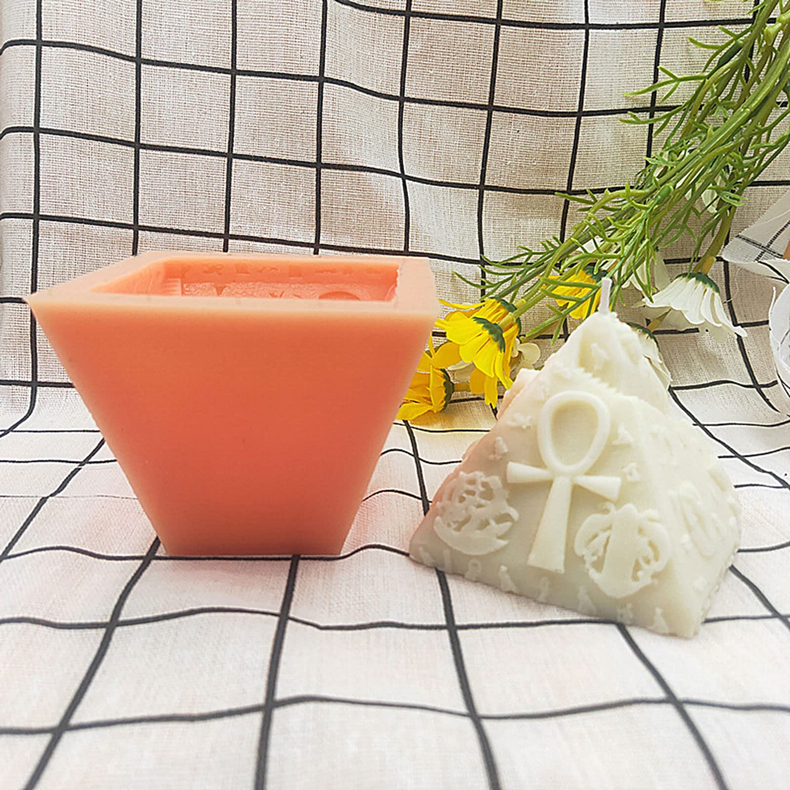 Molde de vela de silicona de pirámide egipcia 3D hecho a mano para fondant yeso molde para bricolaje jabón chocolate helado moldes postre 9
