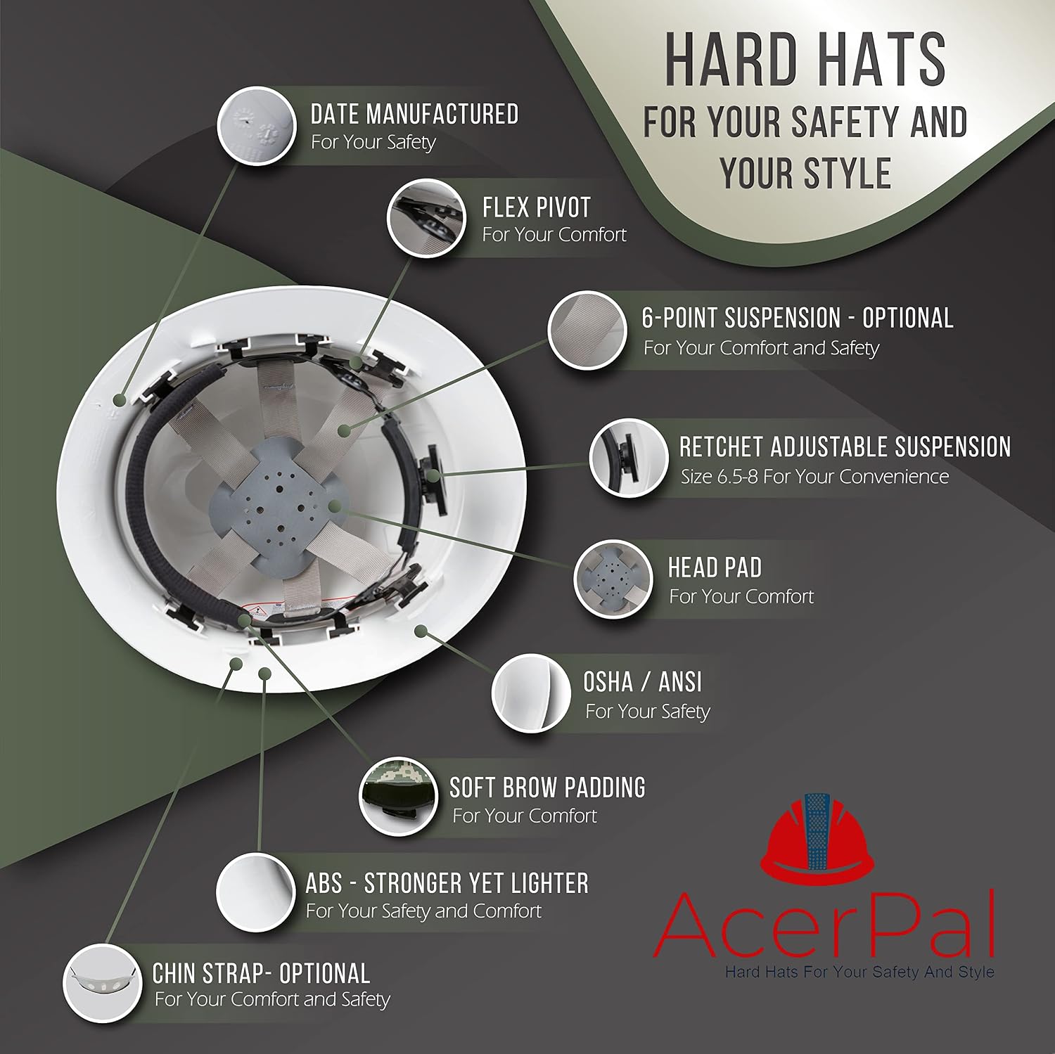 Flash Deals - 40% OFF ACERPAL Full Brim Hard Hat Osha Construction Work Approved Safety Helmet, Forest Camo, Light Gray Hat, Camouflage Custom Design Hard Hats, Cascos De Construccion, 4 Point Adjustable Ratchet Suspension One-Day Sale: Up to 70% Off ACERPAL Full Brim Hard Hat Osha Construction Work Approved Safety Helmet, Forest Camo, Light Gray Hat, Camouflage Custom Design Hard Hats, Cascos De Construccion, 4 Point Adjustable Ratchet Suspension