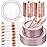 Ciaell 350PCS Rose Gold Plastic Plates - Clear Rose Gold Disposable Plates with Plastic Silverware include 100Plates, 150Silverware, 50Cups, 50Napkins for Wedding & Party & Baby Shower