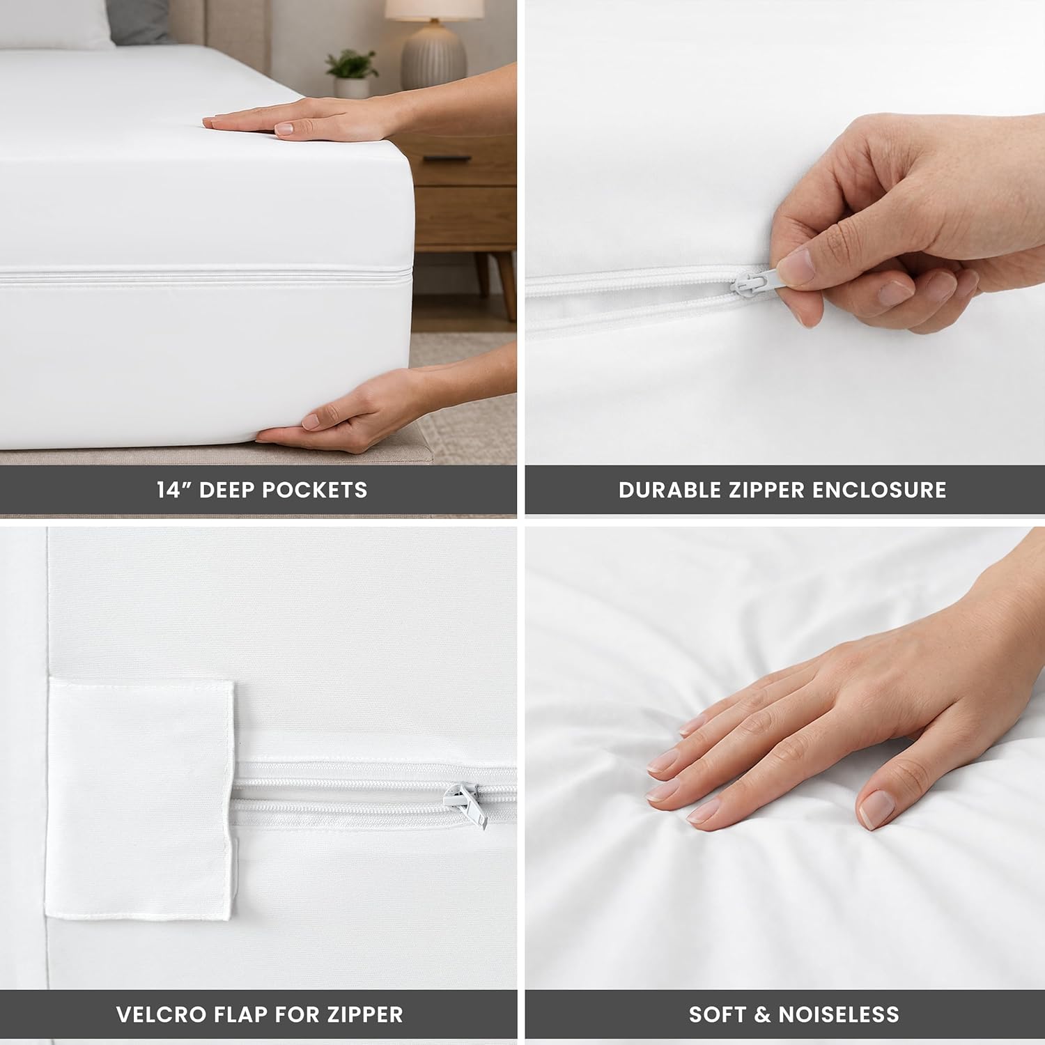 LUX Décor Twin XL Zippered Mattress Encasement - Bed Bug Proof, 100% Waterproof Mattress Protector - 14 Inches Deep All Sided Cover, Noiseless - 39X80