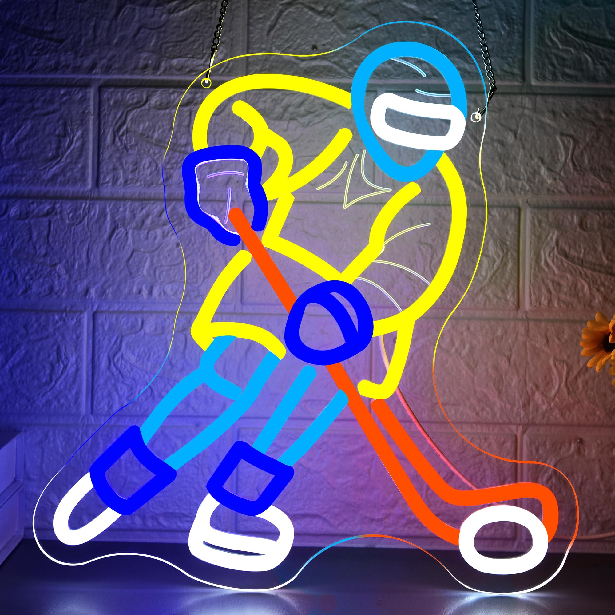 Ice Hockey Neon Sign for Wall Decor Hockey LED Neon Light for Man Cave