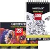 Colored Charcoal Pencils Drawing Set, 23 Pack Pro Sketch Pencils Kit and 5.5X8.5” Premium Sketch Book Set, 1 Pack, 100 Sheets68 lb100gsm Sketchbook