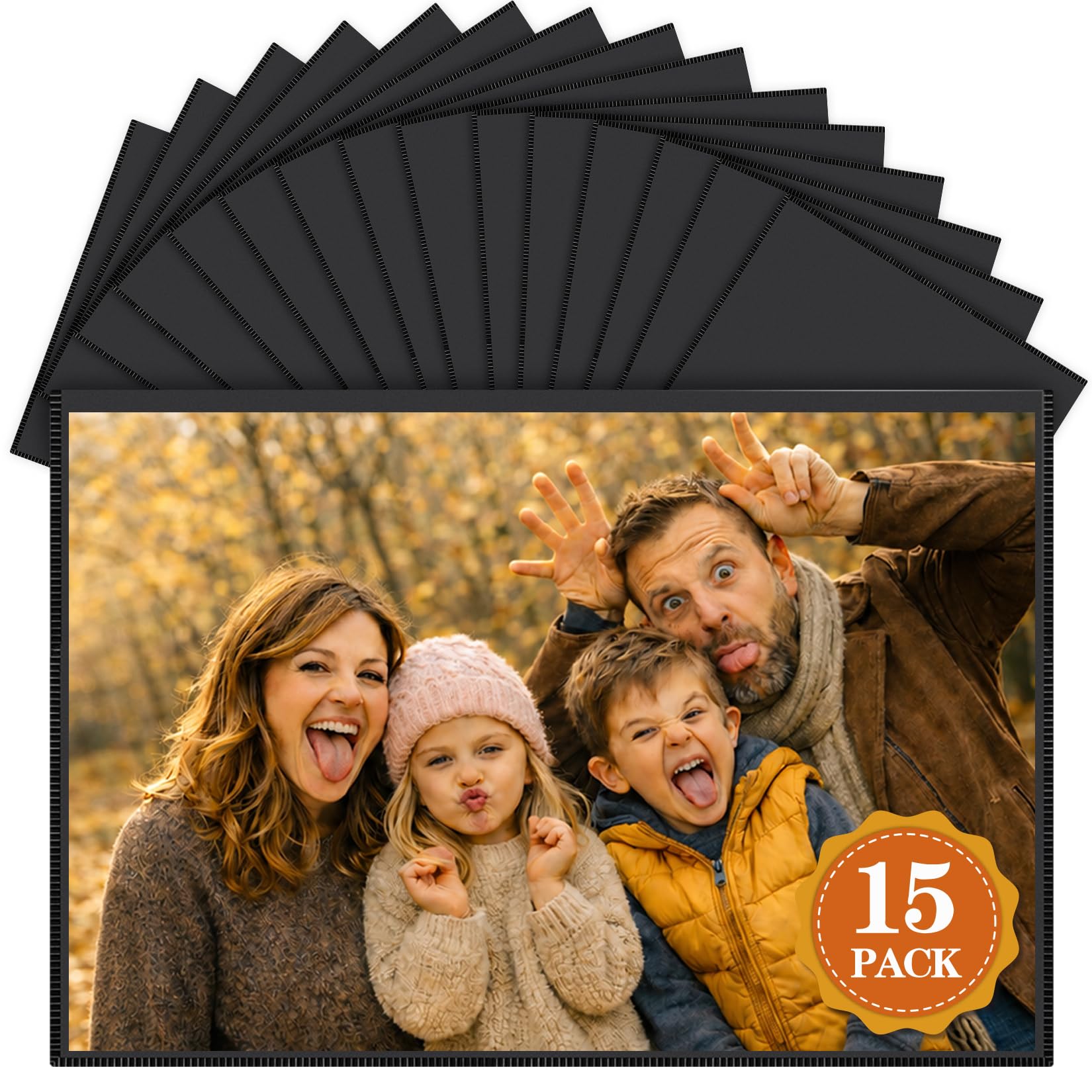 15 Pack Magnetic Photo Frames for Fridge, 4x6 in, Black