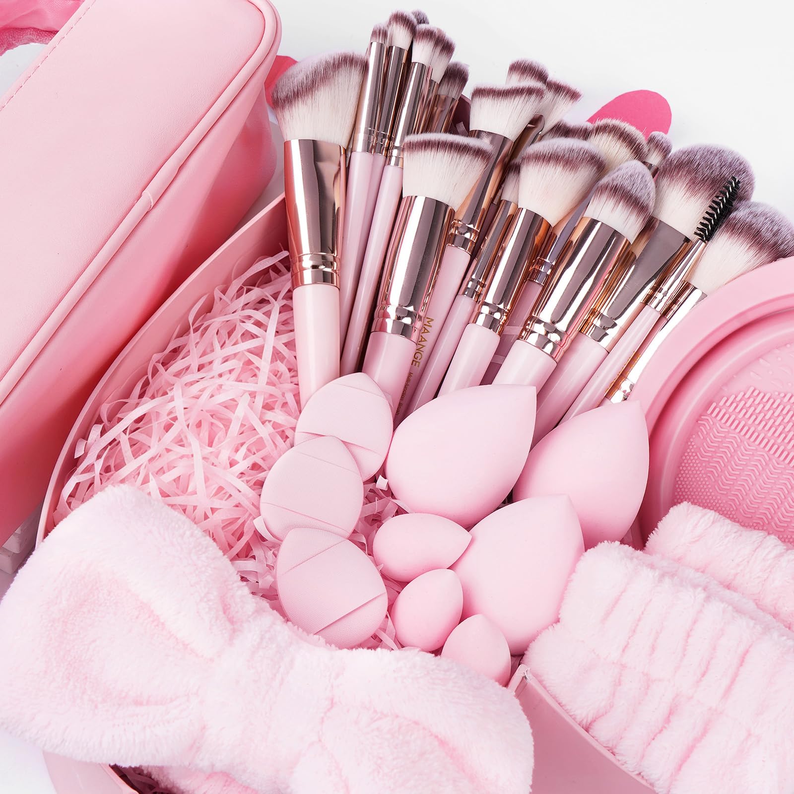 MAANGE Juego de 42 pinceles de maquillaje, juego completo de brochas de maquillaje, 5 productos incluidos, para base de maquillaje, sombra de ojos, corrector, sombra de ojos, juego de pinceles de