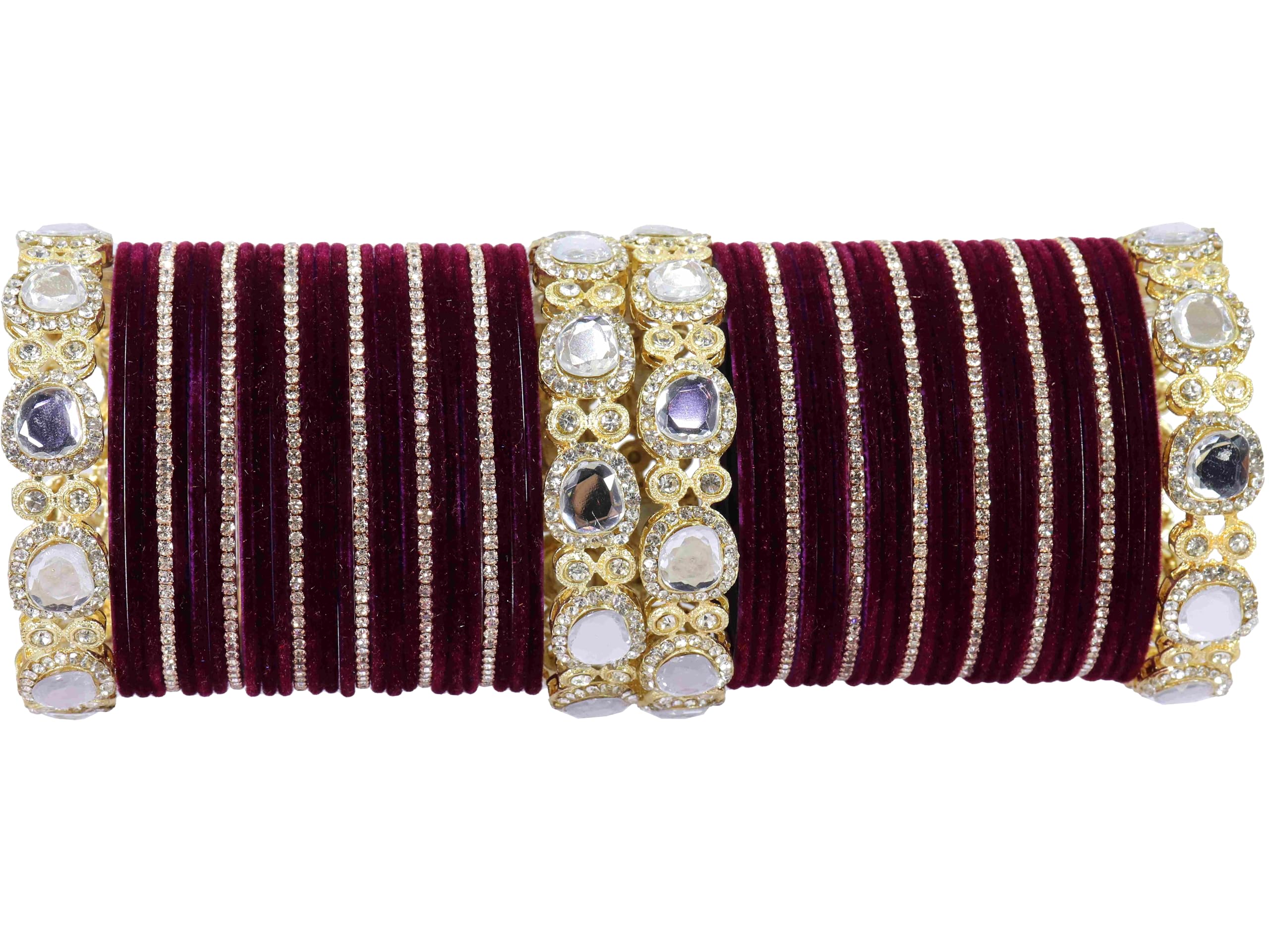 LAVAZZA Premium Gold Plated Metal Velvet Bangles Chuda Set For Women & Girls | Zircon Stone | Short Chuda Set | Wine Bangles | Chudi Set | Wedding Bangles | Party Bangles -(Chuda17-Purple-2.6) (B0D33DLST2) Amazon Price History, Amazon Price Tracker