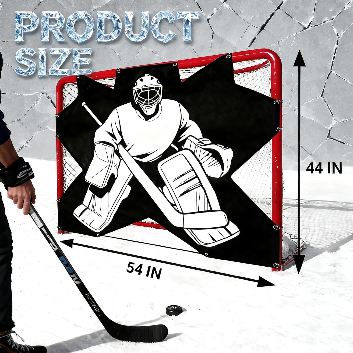 MiniTang Ice Hockey Shooting Target Tarp - Heavy Duty PVC 7 Zone Holes Street Hockey Net Goalie Target for Practicing Shooting Accuracy - Fits 54" Goal