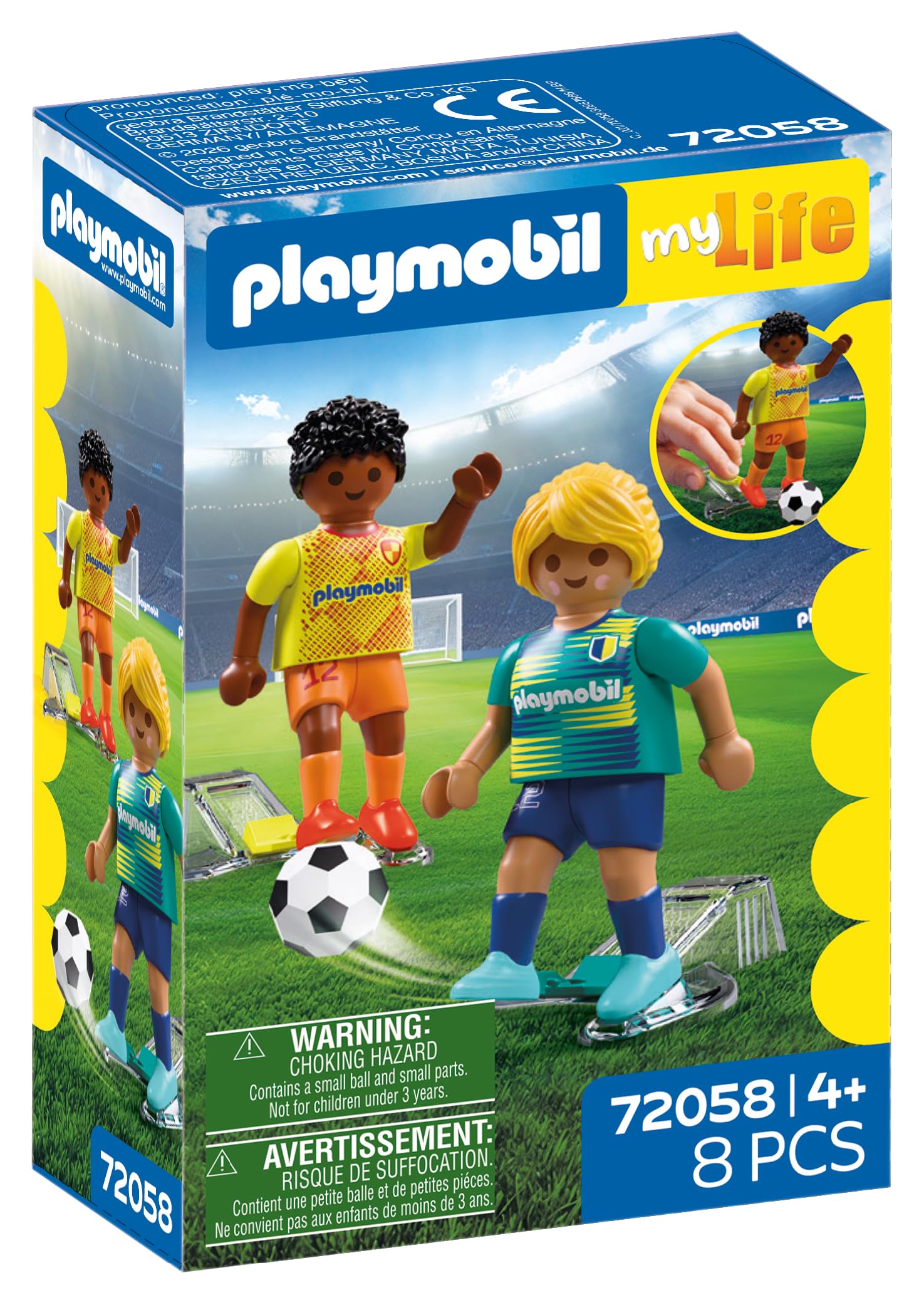 Playmobil My Life Football Players Set, 2 Poseable Figures with Football & Goal, 8 Pieces, Ages 4+, (72058)