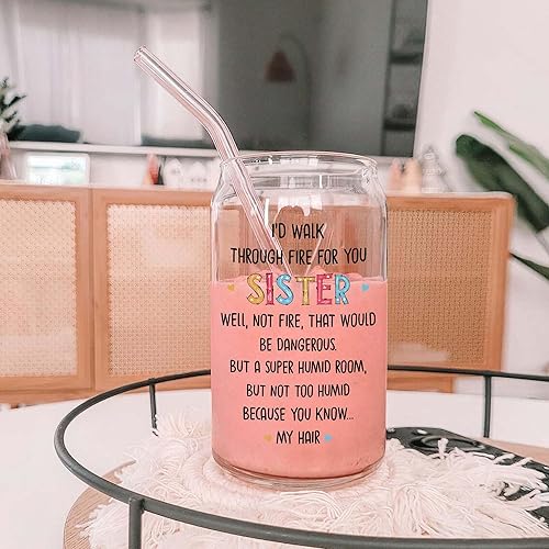 Miniatura 5 de Regalos para hermanas  Regalo para el día de la madre para hermana  Cristal para hermana  Regalos para hermana de hermana  I'd Walk Through Fire For