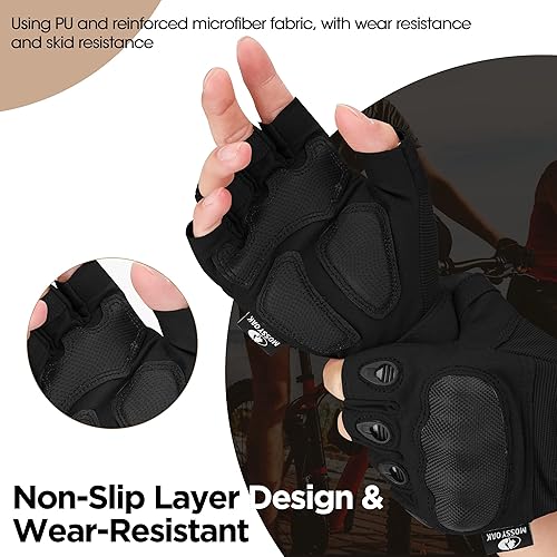 Miniatura 4 de Mossy Oak Guantes tácticos sin dedos, guantes de ciclismo con nudillos duros para entrenamiento de deportes al aire libre, paintball, caza, ciclismo