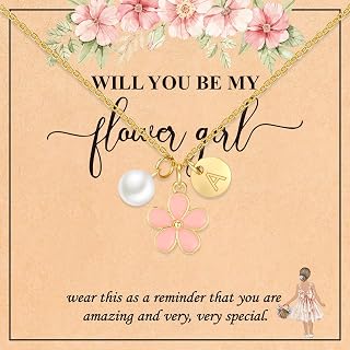 Stocking Stuffers for Girls - Christmas Gifts for Grandkids - Flower Girl Gift,Initial Letter Necklace for Flower Girl,14K Gold Plated Proposal Gifts on Wedding Bridal Party