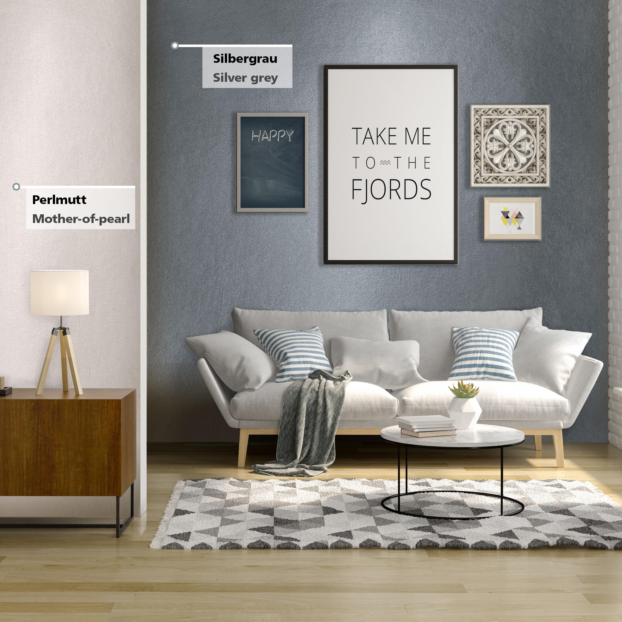 Viva Decor Metallic Wandfarbe 2,5 L - Gelb Gold - Effektfarbe Wand für stilvolle Wandgestaltung, wasserbasiert & abriebfest, leicht aufzutragen, langlebige Wandfarbe mit intensivem Metallic Effekt