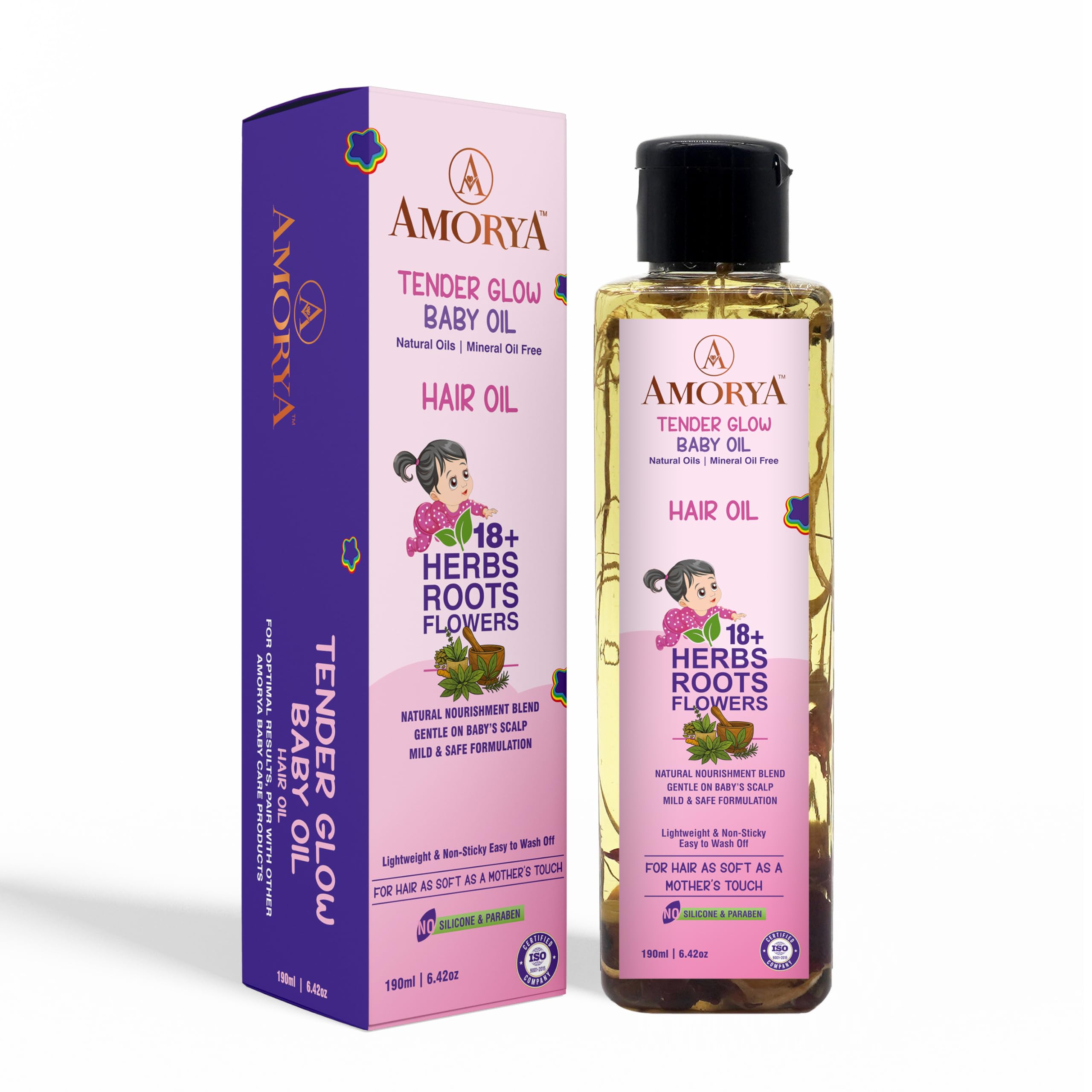Tender Glow Baby Hair Oil | Herbal Nourishment with 18+ Herbs, Roots & Flowers | Gentle & Safe for Baby Scalp | Lightweight, Non-Sticky & Easy to Wash | 190ml (6.42oz) | IFRA Certified-image-27