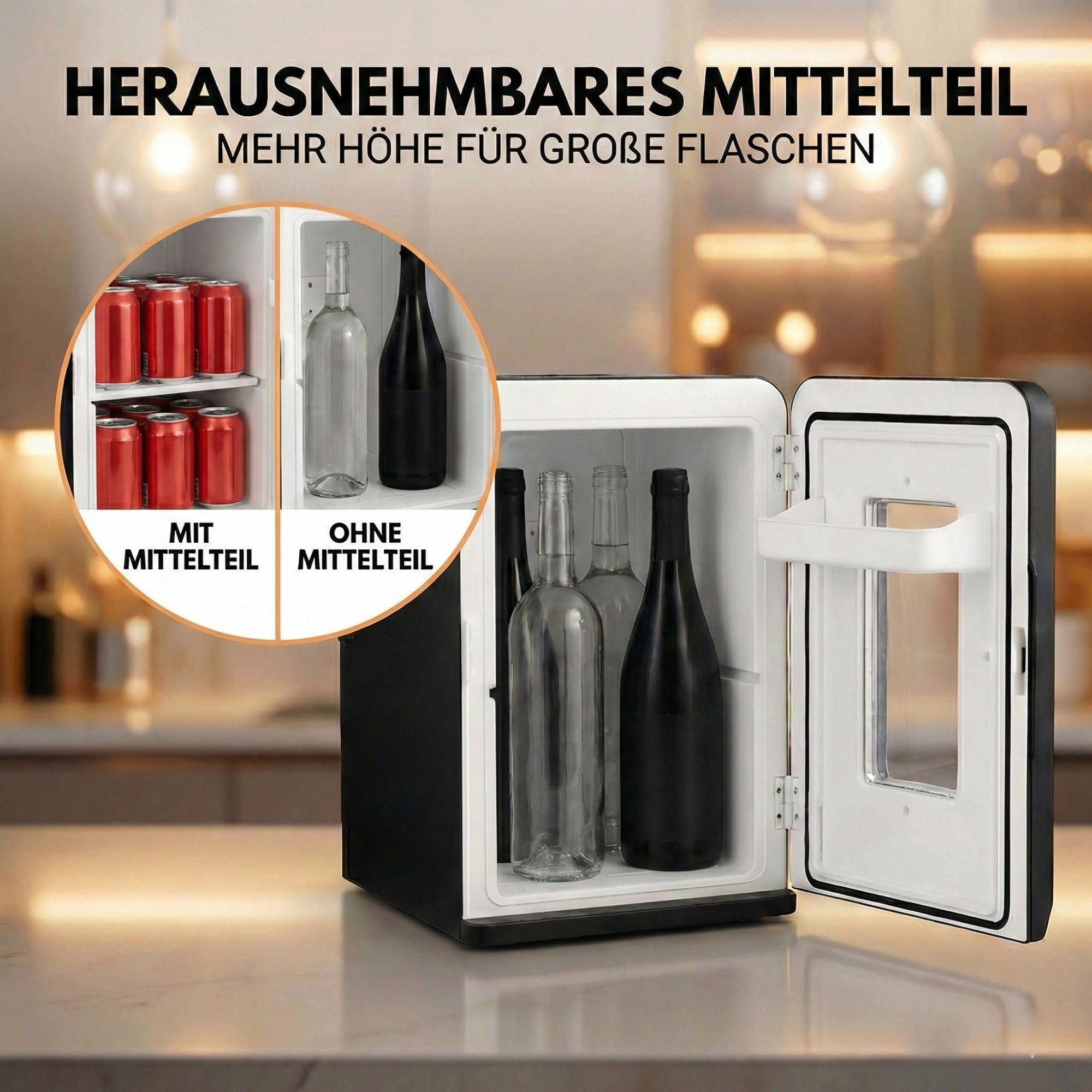 Sommertal KS15 Mini Kühlschrank, kühlen und wärmen, Volumen 15L, 230V für Zimmer Steckdose und 12V DC für Auto, Bierkühlschrank, Getränkekühlschrank, Minibar klein tragbar